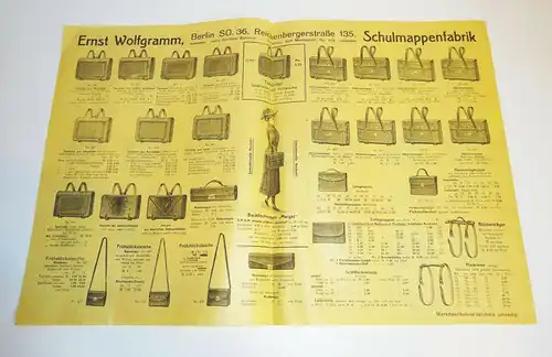 Prospekt Ernst Wolfgramm Berlin SO Taschen Markttaschen Poster Druck 1910er (D8