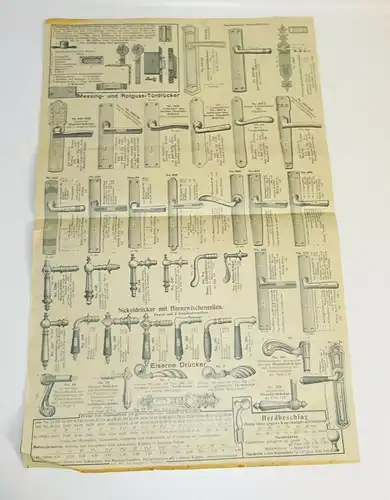 Prospekt Werner Iserlohn Westfalen 1912 Türklinken Beschläge Fensteroliven  (D8