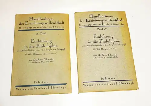 2 Bände Dr.Artur Schneider - Einführung in die Philosophie 1927 (B2