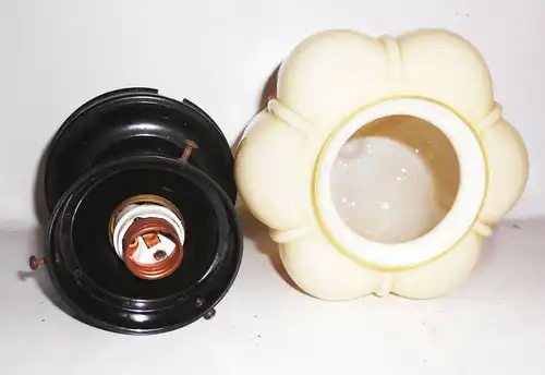 Vintage Art Deco Deckenlampe Bakelit Glas Retro Look Design !