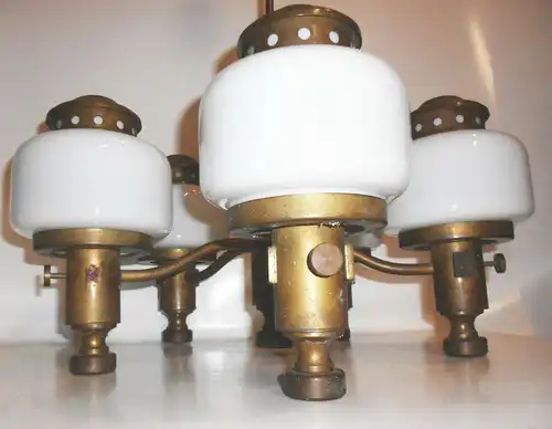 Alte Deckenlampe Messing Hängelampe 5armig Glas Deko Lamp Leuchte vor 1945