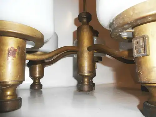 Alte Deckenlampe Messing Hängelampe 5armig Glas Deko Lamp Leuchte vor 1945