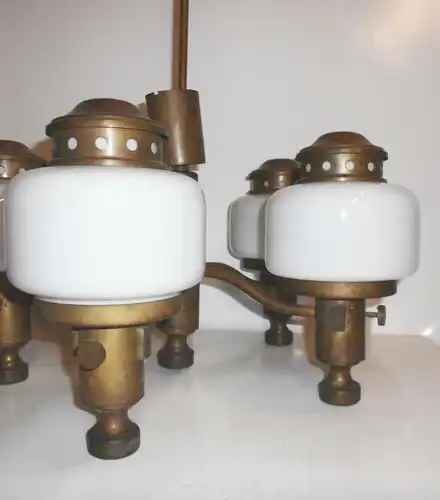 Alte Deckenlampe Messing Hängelampe 5armig Glas Deko Lamp Leuchte vor 1945