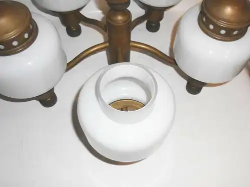 Alte Deckenlampe Messing Hängelampe 5armig Glas Deko Lamp Leuchte vor 1945