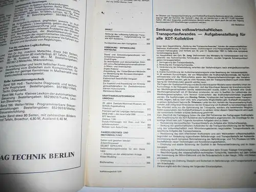 KFT Kraftfahrzeugtechnik DDR 12 Dezember 1981 Lada 1300 WAS 2105 Zastava 1100 !