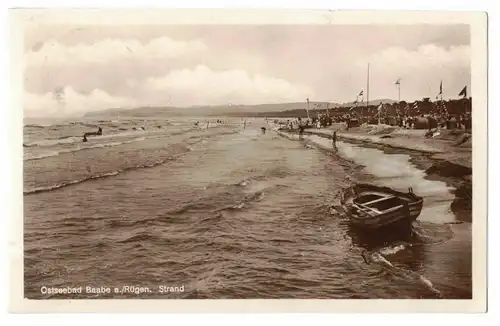 Ak Ostseebad Baabe a./ Rügen Strand 1931 (A3927