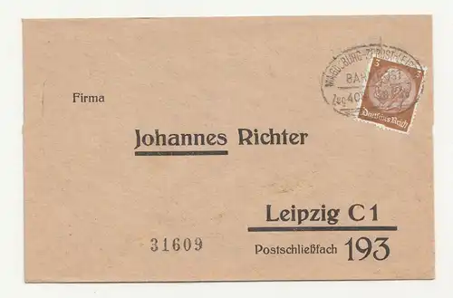 Brief Bahnpost Stempel Magdeburg-Zerbst-Leipzig Zug408 1936 