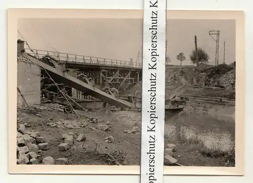 Foto zerstörte Brücke nach Douai Frankreich france 2 Wk WW2 