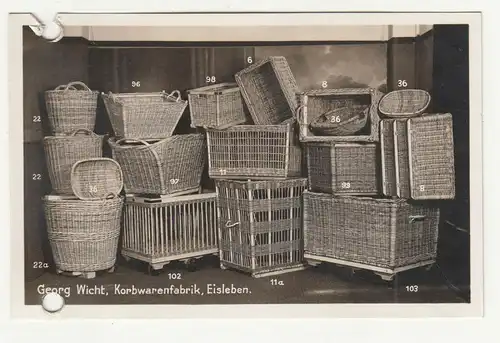 Werbe Ak Georg Wicht Korbwarenfabrik Eisleben um 1930 