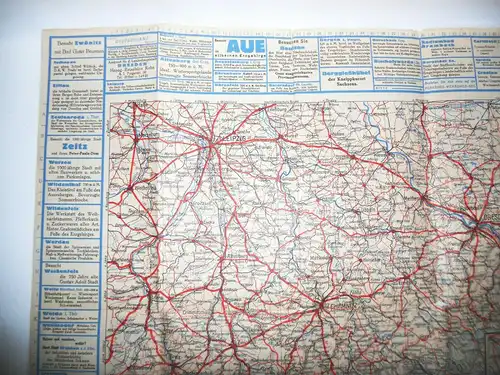 Landkarte Sachsen mit Sonderkarte Isergebirge Riesengebirge  Waldenburger (L