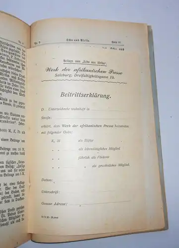 Echo aus Afrika katholische Mission 1920 kompletter Jahrgang 1-12 St.Petrus (H8