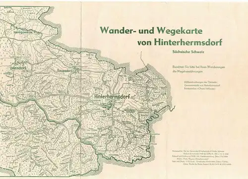 Reise Prospekt Hinterhermsdorf Sächsische Schweiz um 1955/60 ! (D7