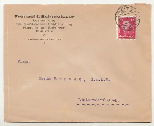 Werbe Brief 1926 Frenzel & Schmeisser Baumwollwaren Zeitz  ! (B7