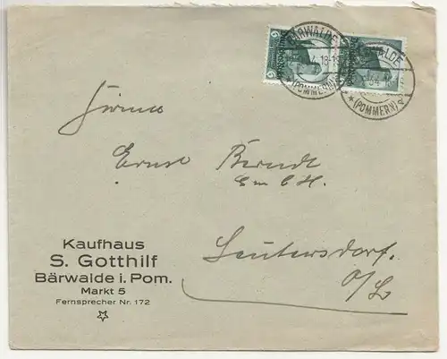 Werbe Brief Kaufhaus Gotthilf Bärwalde Pommern 1934 ! (B7