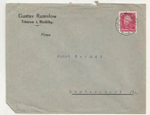Werbe Brief Gustav Ramelow Teterow Mecklenburg 1926 (B7
