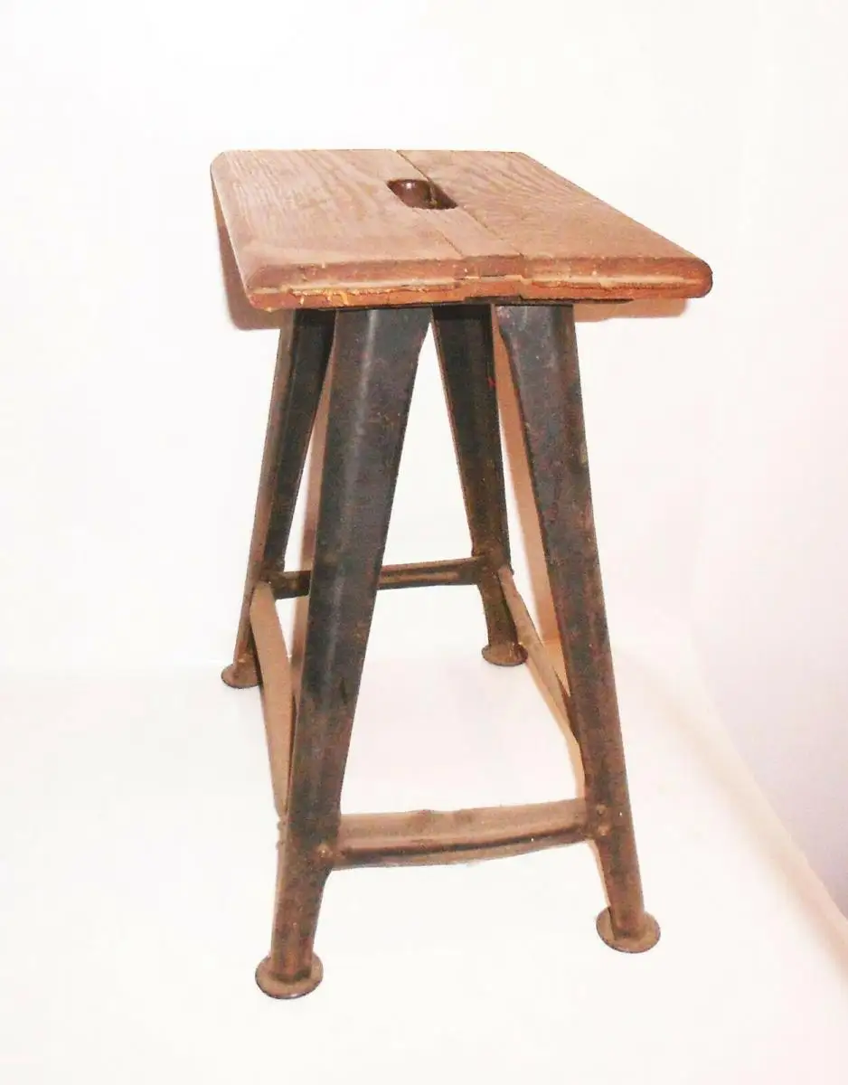 Viereckiger Werkstatt Hocker Schemel Loft Industrie Design Vintage stool 3