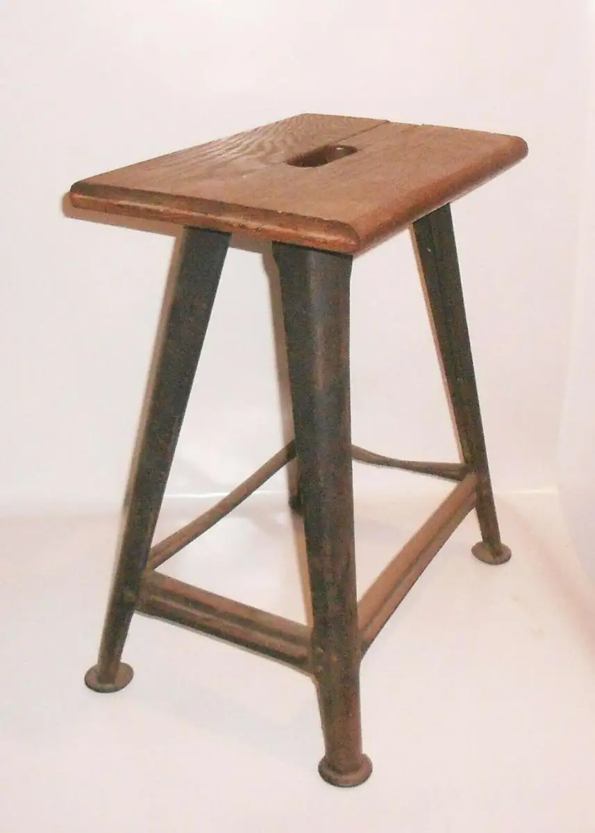 Viereckiger Werkstatt Hocker Schemel Loft Industrie Design Vintage stool 4