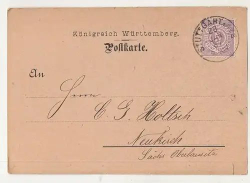Postkarte Württemberg 1887 Grossmann-Kirchhofer Leinenfabrikate Stuttgart (B7