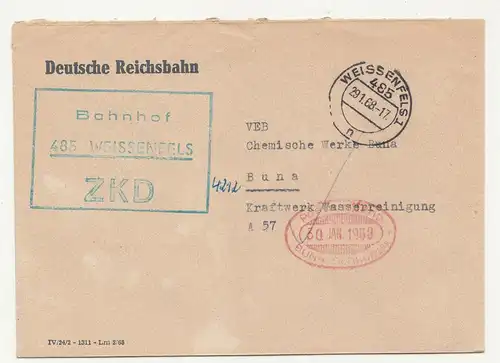 ZKD Brief 1968 DR Bahnhof Weissenfels Posteingang Buna Schkopau ! (B7