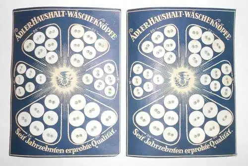 Adler Knöpfe 2 Pappen Haushalt Wäscheknöpfe Knopf 1930er Handarbeit Nähen