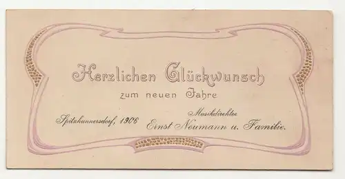 Glückwunsch Karte Spitzkunnersdorf 1906 Schmuckpapier (A3861
