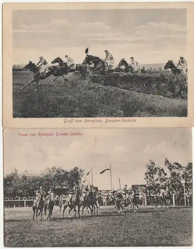 2 x Ak Gruß von Rennplatz Dresden - Seidnitz Pferderennen Pferdesport 1910(A3772