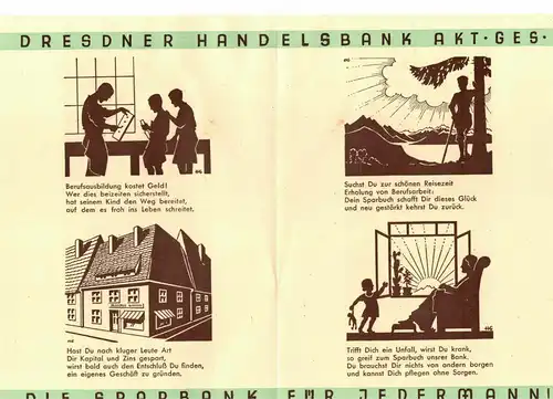 Werbe Prospekt Dresdner Handelsbank Dresden Sparen Sparbank um 1935 (D7