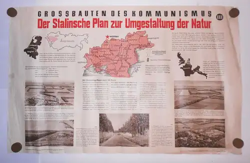 DDR Plakat Stalinsche Großbauten Umgestaltung der Natur Agitation 1952