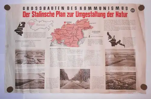 DDR Plakat Stalinsche Großbauten Umgestaltung der Natur Agitation 1952 