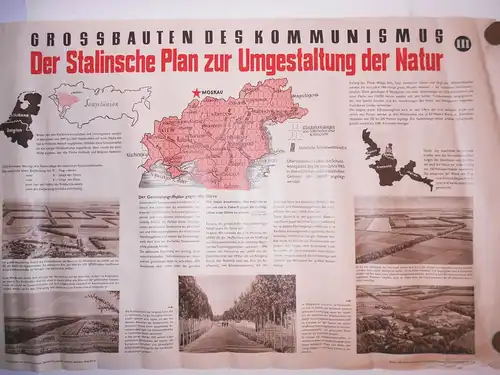 DDR Plakat Stalinsche Großbauten Umgestaltung der Natur Agitation 1952 