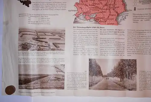 DDR Plakat Stalinsche Großbauten Umgestaltung der Natur Agitation 1952 