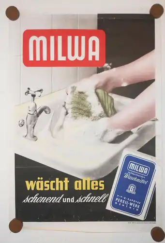 DDR Werbe Plakat Milwa Waschmittel um 1960 Vintage Deko Poster !
