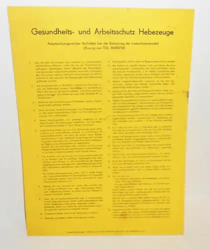 DDR Kunststoff Hinweisschild Warnschild Gesundheits  Arbeitsschutz Hebezeuge 