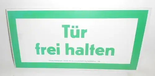 Schild DDR Kunststoff Hinweisschild Tür frei halten Loft Vintage Deko Fluchtweg 