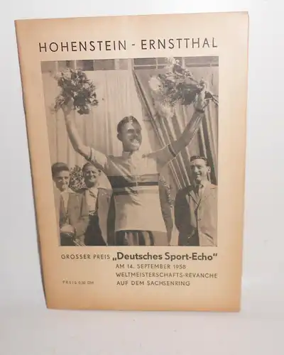 Programm Großer Preis Deutsches Sport Echo Steher WM Sachsenring Radsport  (H8