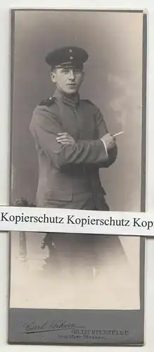 Kabinettfoto rauchender Soldat Gr.Lichtenfelde 1900/10 !  (F2538