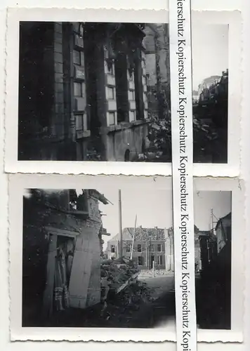 2 x Foto zerstörte Stadt am Rhein ? - Marne Kanal 2 Wk WW2 !