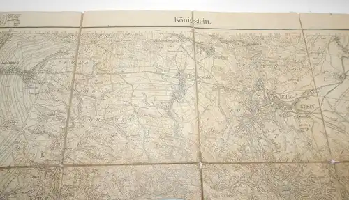 Leinen Landkarte Königstein Sachsen 1:25.000 Dienstgebrauch 1908  (L