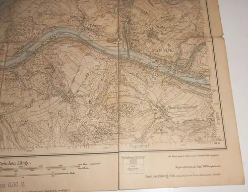 Leinen Landkarte Königstein Sachsen 1:25.000 Dienstgebrauch 1908  (L