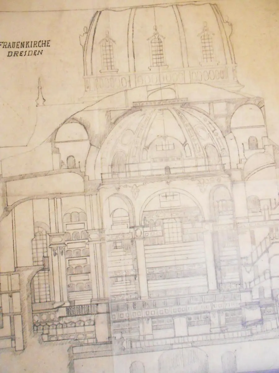 Architekten Mappe Baupläne Zeichnungen Frauenkirche Dresden 1934-1940er Rarität 11