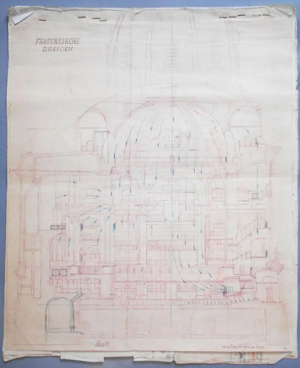 Architekten Mappe Baupläne Zeichnungen Frauenkirche Dresden 1934-1940er Rarität 2