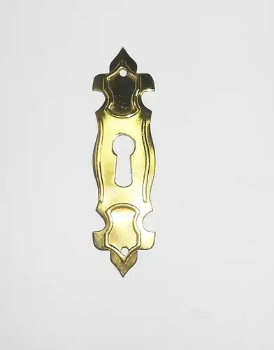 Alter Möbelbeschlag Schlüsselschild Schlüsselblende 2 x 7,4 cm Messing