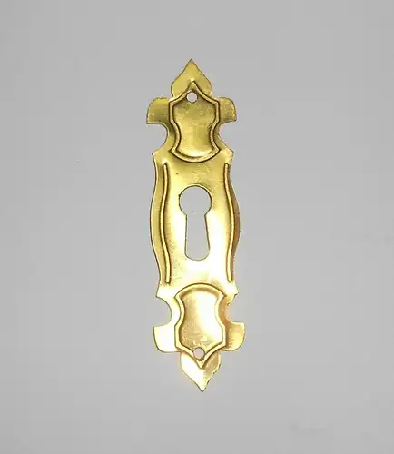 Alter Möbelbeschlag Schlüsselschild Schlüsselblende 2 x 7,4 cm Messing