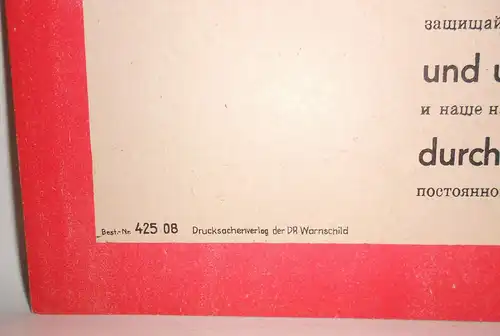 Papier Warnschild DDR Achtung Brandgefahr ! 1975 Auch in Russisch ! (H8