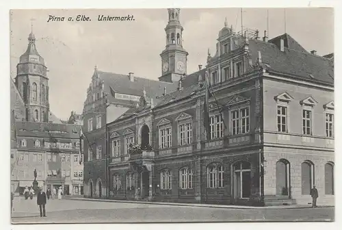 Ak Pirna a. Elbe Untermarkt 1913 (A3657