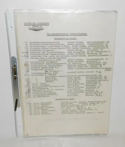 Mappe Dokumente Sammlung Gesangverein Braunschweig 1930er 1940er Jahre
