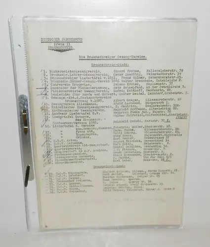 Mappe Dokumente Sammlung Gesangverein Braunschweig 1930er 1940er Jahre 