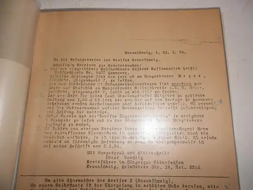 Mappe Dokumente Sammlung Gesangverein Braunschweig 1930er 1940er Jahre