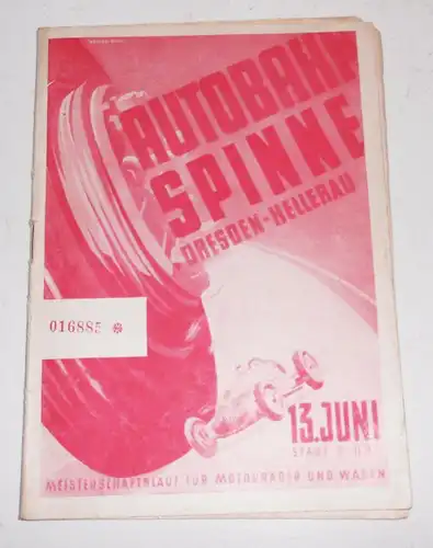 Programm Autobahnspinne Dresden Hellerau 1954 Motorsport (H5