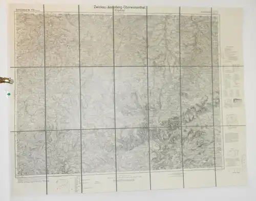Leinen Landkarte Zwickau Annaberg Oberwiesenthal Kaufmann`s Buchhandlung DR (H5